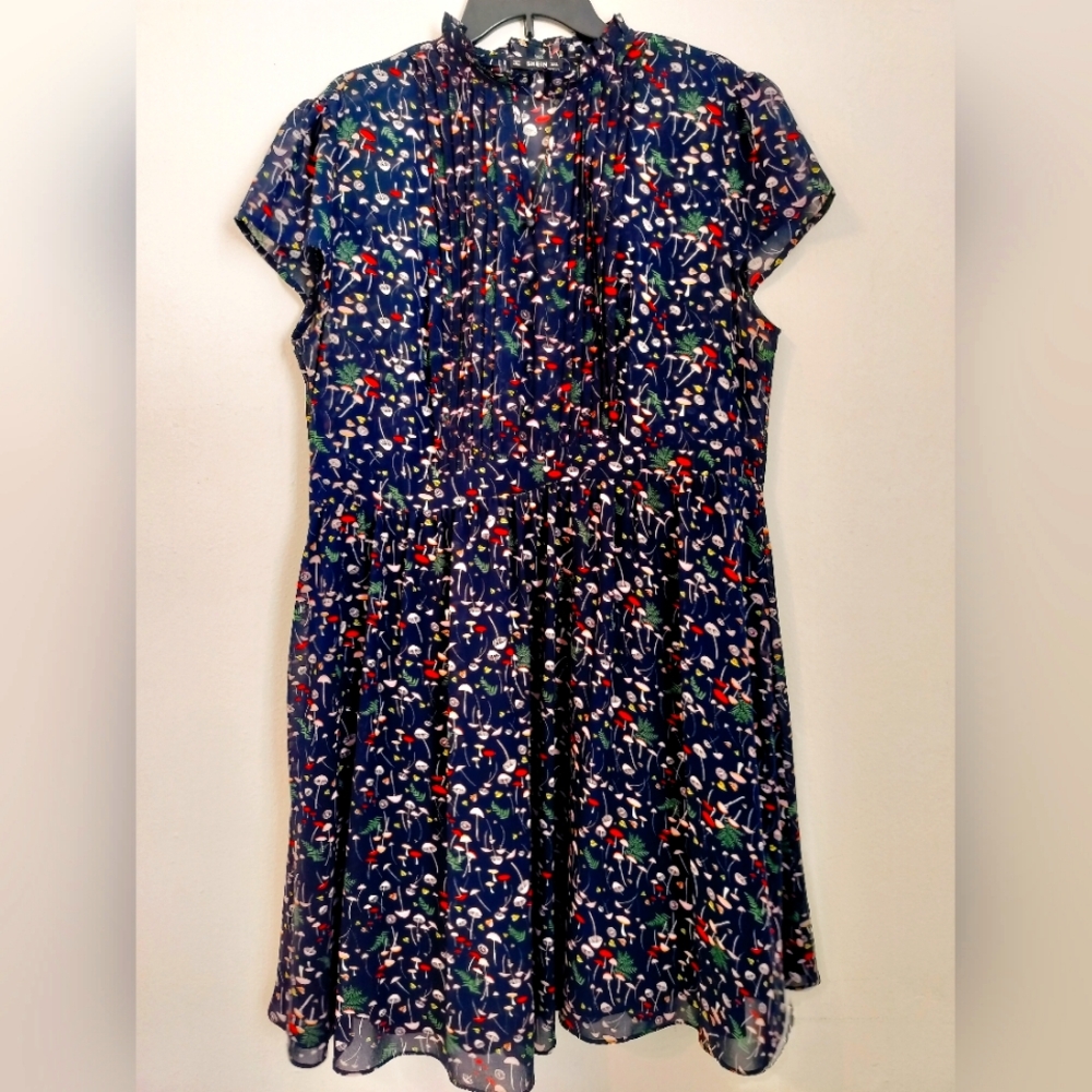 Shein Navy Mushroom Midi Dress